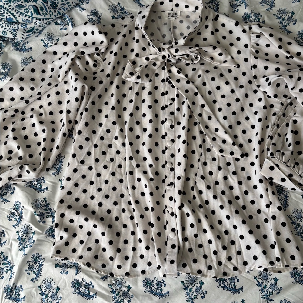 Polka Dot Blouse - Black & White